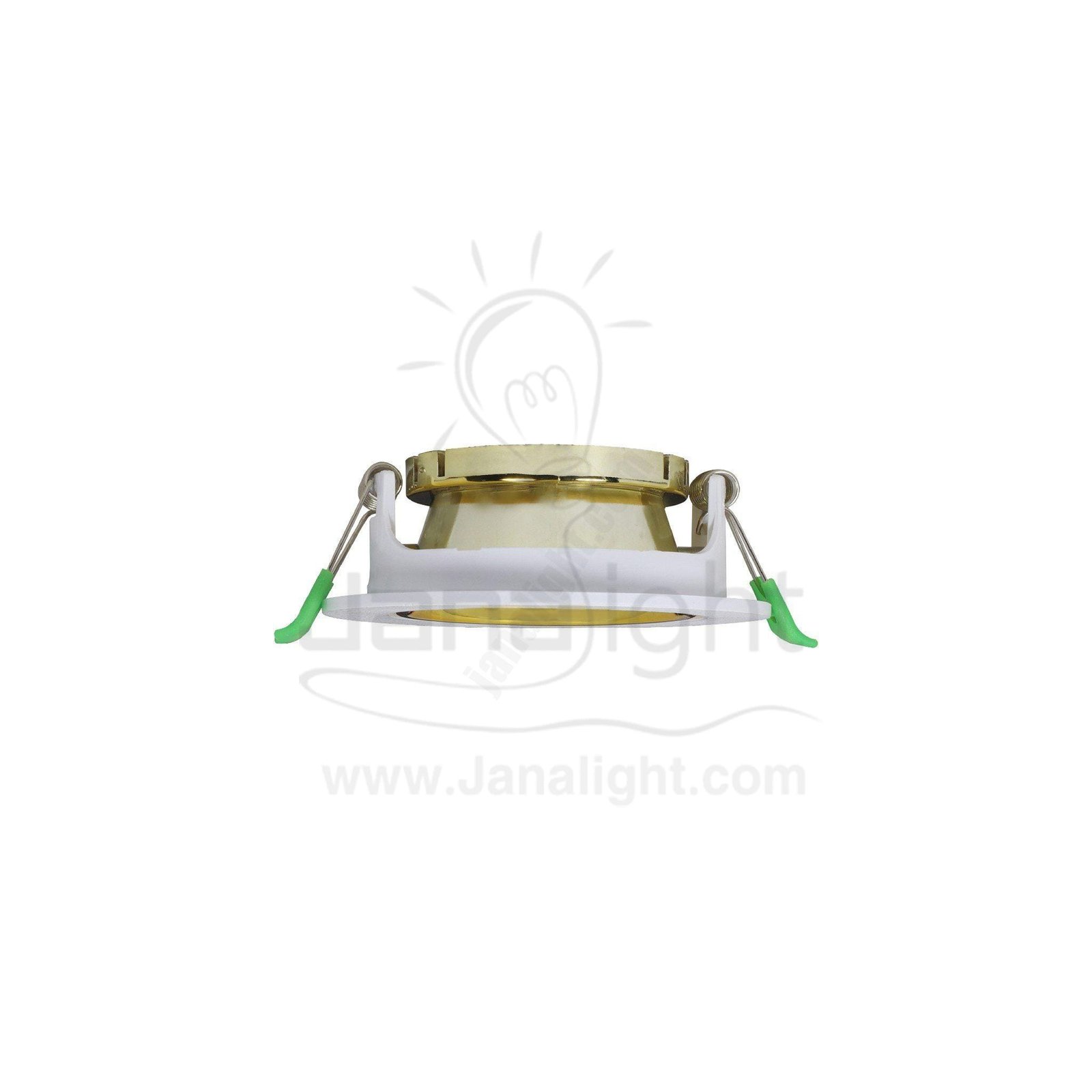 سبوت لايت فارغ متحرك مدور بلاستك ابيض ذهبي لامع جنى لايت JN402 SpotLight Frame golden white round
